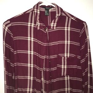 Forever21 plaid burgundy button up